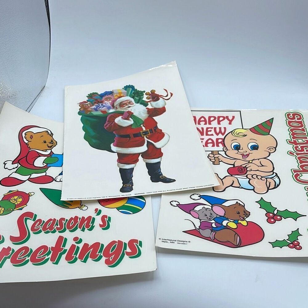 Vintage window clings New never used. Lot of 3. Made in USA.